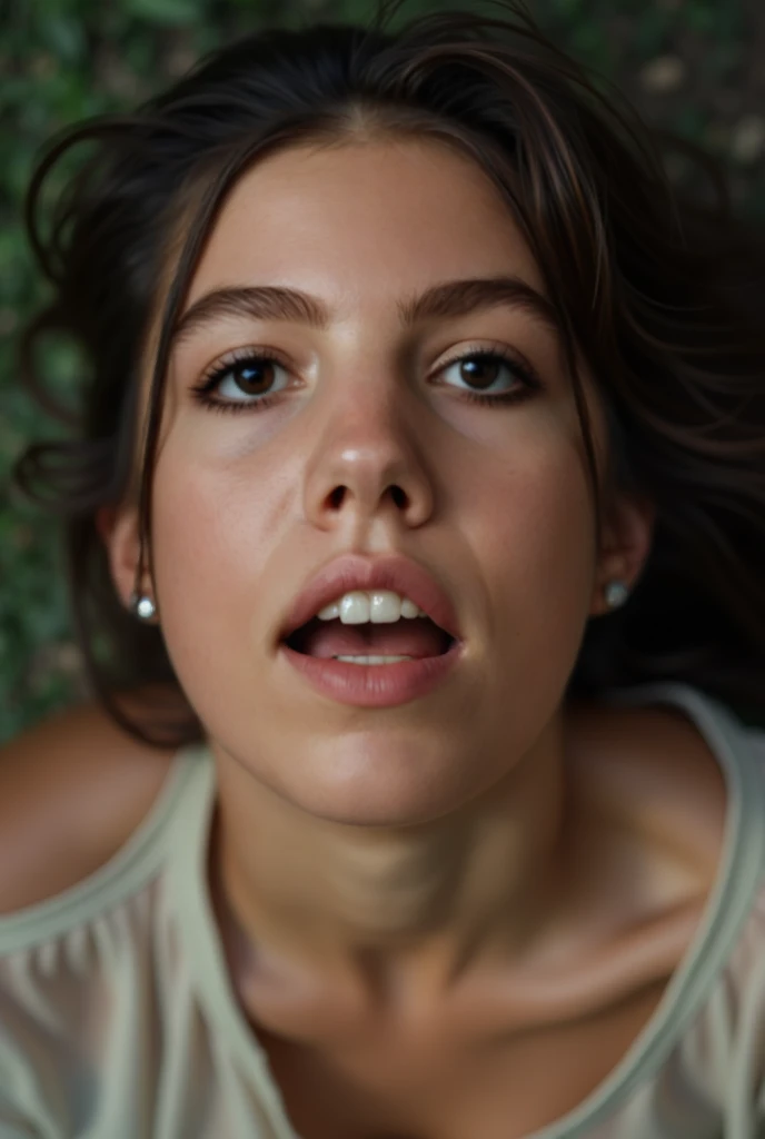 (editorial whole body photograph of a 15 year old girl), extremely intense joyful loud cheering from strongest deepest orgasm excitement, extremely beautiful magnetic libidinous eyes, eye-contact with viewer begging him to penetrate her aroused squirting wet vagina, (highly detailed face:1.4) (smile:0.7) (background inside dark, moody, private study:1.3) POV, by lee jeffries, nikon d850, film stock photograph ,4 kodak portra 400 ,camera f1.6 lens ,rich colors ,hyper realistic ,lifelike texture, dramatic lighting , cinestill 800,
