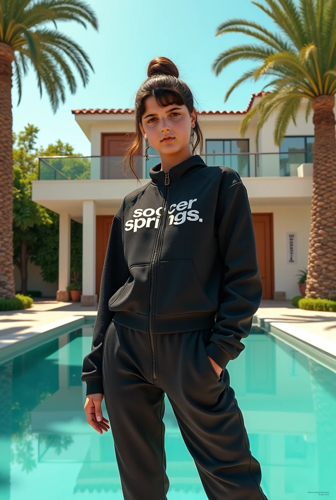 A photo of one (fashion catwalk model:1.3), (dark green hooded sweatshirt:1.2), amidst a blur of audience, (fierce gaze:1.1), striking posture, high fashion atmosphere, reflective textures, minimalist earrings, (confidence on the catwalk:1.1), (soft natural makeup:1.1), subtle spotlight, Nikon Z 9, 1/0s, f/2.8, ISO 100, (Sharp focus in the foreground:1.2), nblurry background, Captura RAW, monochromatic color scheme with a hint of skin tone, professional fashion photography