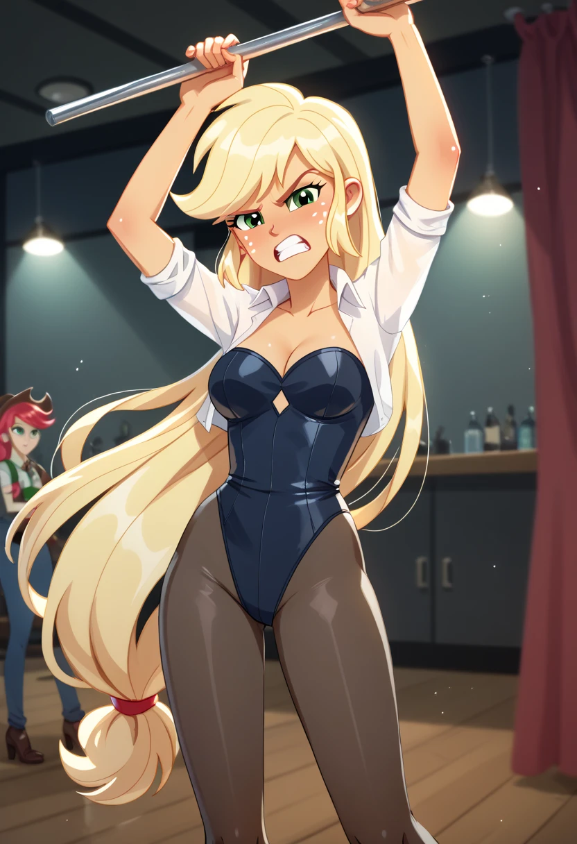 Eqg angry bodystocking Applejack   dancing 