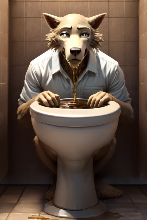 BEASTARS Legoshi Dung Scatro Adult Dirty Poop Forcibly Plunge Your Face Into a Crying Toilet Bowl 