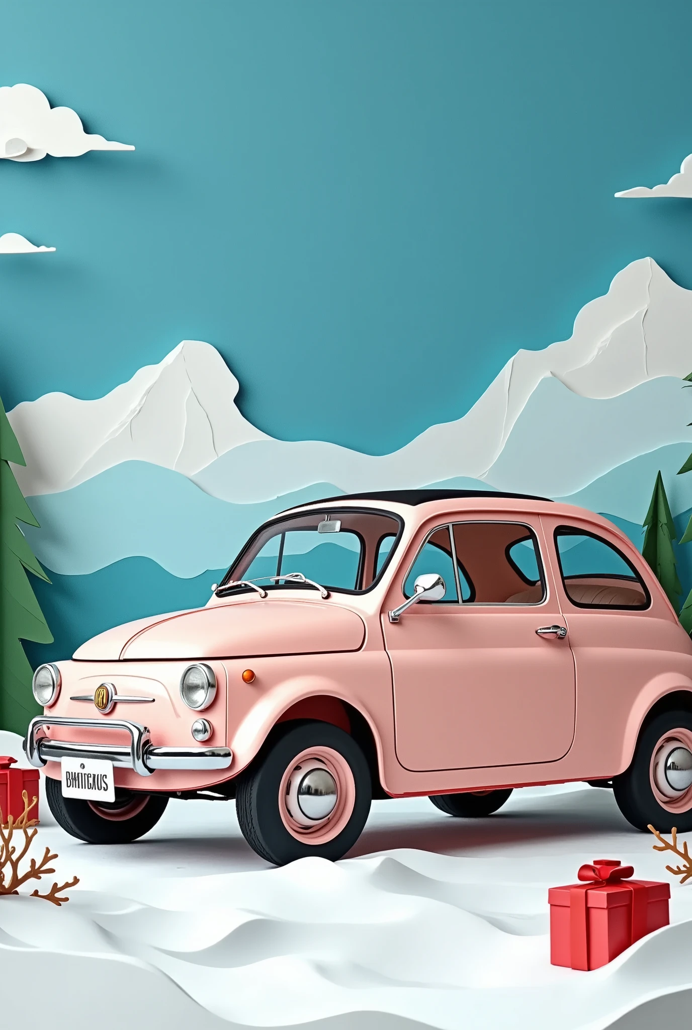 ( masterpiece :1.2, top quality),( very detailed), Anime Style,8k,16k, wallpaper,( Fiat 500:2.0), Beautiful blue sky ,(Bolivia:2 .0),( Uyuni Salt Lake :2.0),( dynamic :2.0),, (PaperCutArt:1.8)