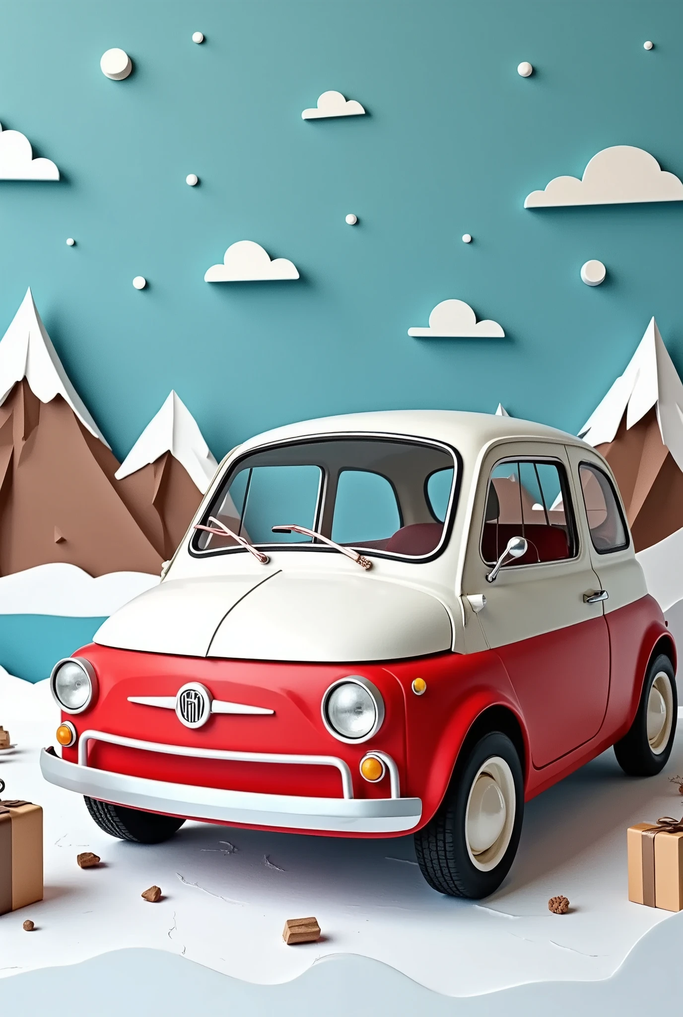 ( masterpiece :1.2, top quality),( very detailed), Anime Style,8k,16k, wallpaper,( Fiat 500:2.0), Beautiful blue sky ,(Bolivia:2 .0),( Uyuni Salt Lake :2.0),( dynamic :2.0),, (PaperCutArt:1.8)