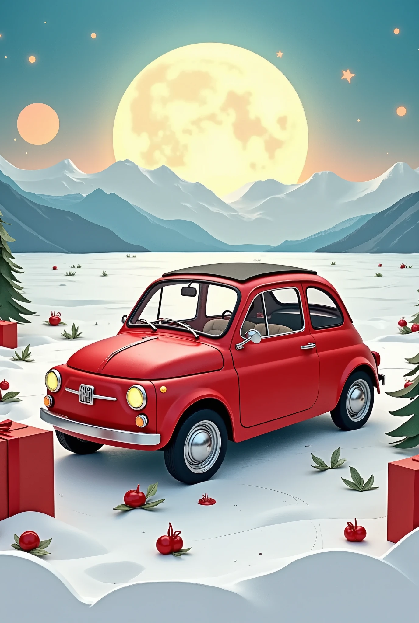 ( masterpiece :1.2, top quality),( very detailed), Anime Style,8k,16k, wallpaper,( Fiat 500:2.0), Beautiful blue sky ,(Bolivia:2 .0),( Uyuni Salt Lake :2.0),( dynamic :2.0),, (PaperCutArt:1.8)