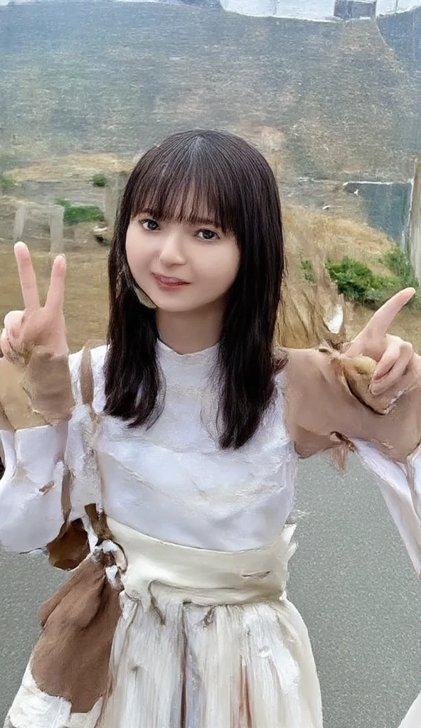 (masterpiece, highest quality:1.2), Cowboy Shot, alone, One Girl, Hayashio, smile, View your audience, Place your arms behind your back, Water Play, White shirt, Neck ribbon, Short sleeve, Black vest, Black Skirt, White gloves