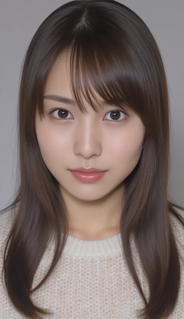  1 girl、Photo Mapping、Physically based rendering、 high image quality、 high res、1080P、( beautiful faces)、(Detailed description of the face)、( Detailed description of the hand setter&#39;Muscle area)、( CG in detail)、 rich details 、( Stunning Features :1.35)、( detail eyes)、 of cute ladies are looking forward to your eyes、Delicate clavicle、 Various Poses、 very realistic and detailed upper body portrait of a young woman。The skin is beautiful、 soft light reflecting high on her cheeks .、 Tiny pores and hair follicles、 You can see even the thinnest blood vessels 。The skin is smooth、natural flushing of cheeks 、Healthy glow。 The eyes are large and clear blue、Her iris has fine patterning、 Light is reflecting and shining in the eye。 There is a slight shadow under her eye 、 Her eyelashes are long and naturally curled。 her lips are soft pink 、Smooth texture with a natural glow、 Slightly reflects light。  the woman wears a simple white top  .、 background is pale black and white gradation .、 The focus is entirely on the face and upper body。 Realistic shadows and textures、 picture-like depiction.。
