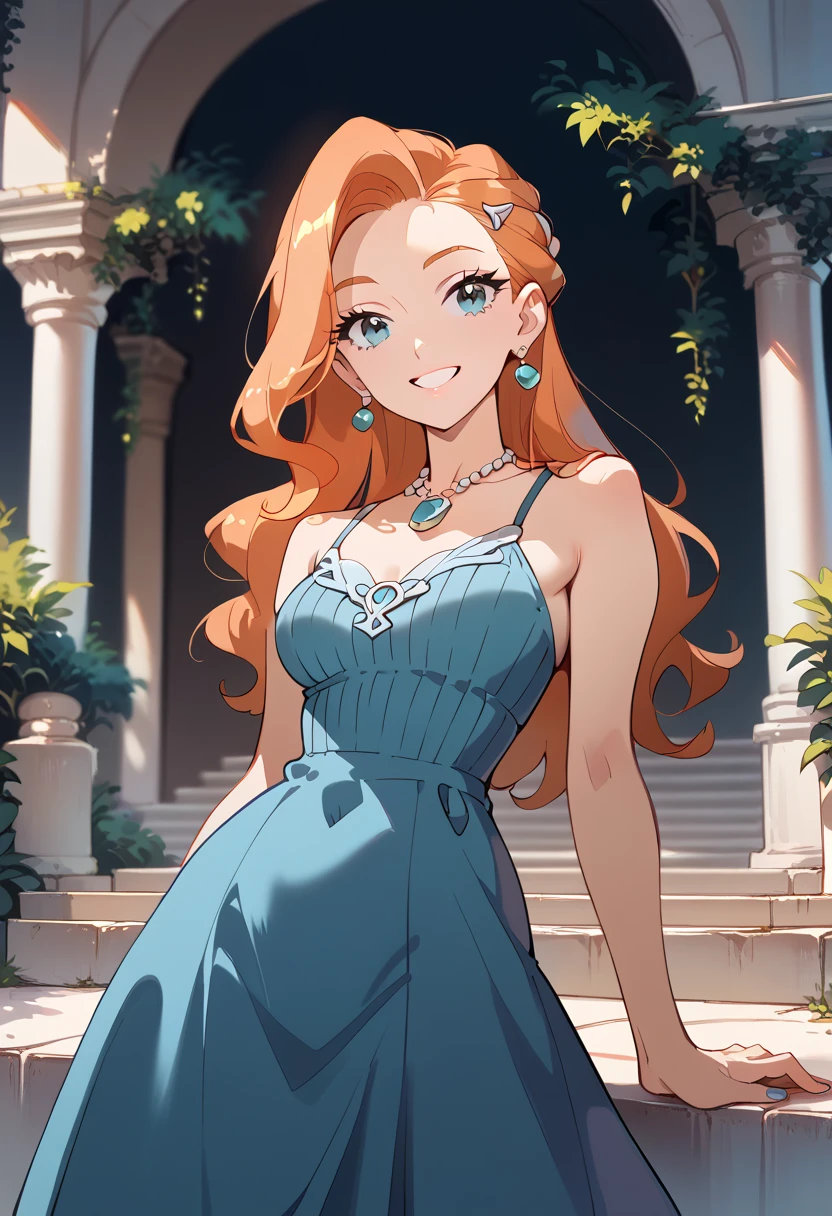 masterpiece, high definition , top quality,8k
(Sonya,orange Hair, blue Eyes )
(Night dress)
smile