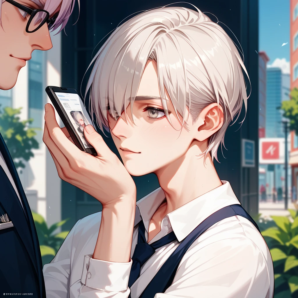 score_9, score_8_up, score_7_up,((8k)),1boy, university student,platinum blond mash hair,Grey Eyes, Incredibly Handsome,Tall, slender