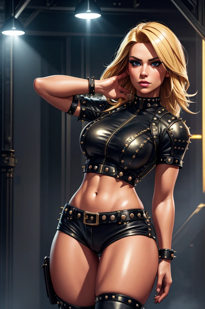 ((Masterpiece, best quality)), edgQuality,smirk,smug,
edgLBB, skirt, navel, earrings, midriff, belt, lips, crop top, hand on hip, sunglasses, ring, fishnet pantyhose, pencil skirt, wearing edgLBB <lora:edgHardwearv1:1>
<lora:Anime_Nadia:0.5> blonde, nadia, nadia_face, nadia_body, choker, sunglasses
