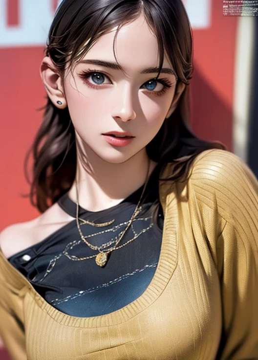 ((table top, highest quality, High resolution, nffsw, perfect pixel, Depth of written boundary, 4k, nffsw, nffsw))), 1 girl, single, alone, beautiful anime girl, beautiful art style, anime character, ((long hair, bangs, brown hair)), ((green eyes:1.4, round eyes, beautiful eyelashes, realistic eyes)), ((detailed face, blush:1.2)), ((smooth texture:0.75, realistic texture:0.65, realistic:1.1, Anime CG style)),  dynamic angle, ((black sweater, long sleeve, black skirt, plaid skirt, Snazzy, 1 diamond necklace)), smile,  amusement park, ((cherry blossoms, cherry blossomsの花が散る))