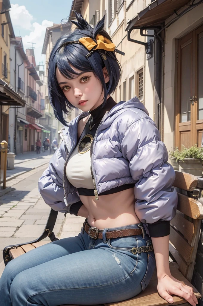 (8k,Masseter muscle area:1.2、Highest quality)、(Live Action、Intricate details)、(One person、solo、Upper body、Huge boobs) Cyberpunk Costumes、charm的 Avant-garde、Experimental Appearance: blue mohawk hair、Realistic Skin Dramatic makeup、: charm的,Sexy Costumes,Shorts,Counter、provocative Location: Urban Arts District、Laughter Hobbies of the underground music scene: Attend a punk show、Create mixed media art、Experiment with the values of different subcultures: personality、credibility、Inspiration for creative expression: Punk Rock Music、A symbol of counter culture、avant-garde art movements Personality traits: Boldness、Boldness、Unconventional。Beautiful expression charm (Realistic Skin) Ultra-high resolution Surreal Advanced Details Purple Earrings Split Avemar Paladin woman,Surrealな肌,A look of pleasure,Top View,Rich colors, Backlight, Cinema Lighting, Film Grain, 50mm lens, Nikon D850,Ultra-high resolution,Ultra-realistic,Compensate,Super sexy,Show large cleavage,Dynamic sexy pose,Big smile,