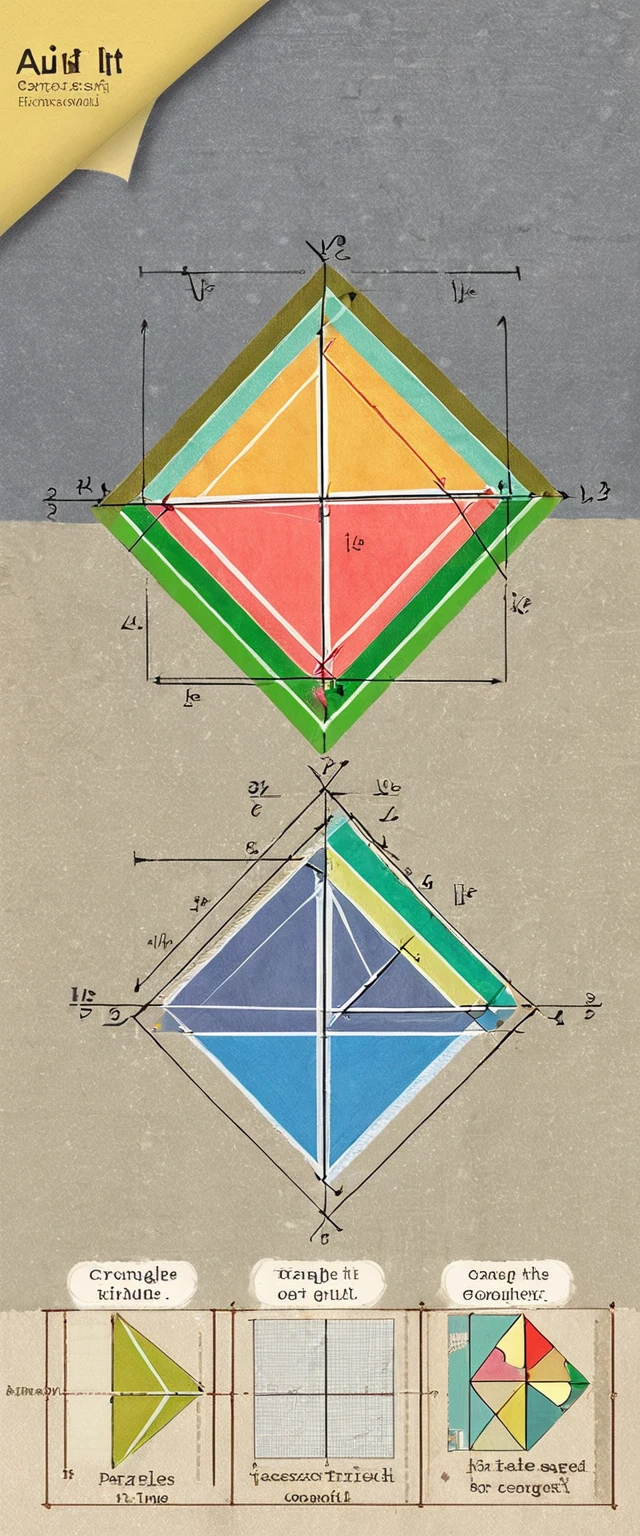 (masterpiece, top quality , very detailed,8k wallpaper), black background,abstract rainbow-colored flashes,, abstract expressionism ,reflection, cross line , Parallels, isosceles triangle , right-angled triangle,  congruent triangles , outer angle ,  parallelograms and kites , Trapezoid, Four Corners, rectangle , Diamond