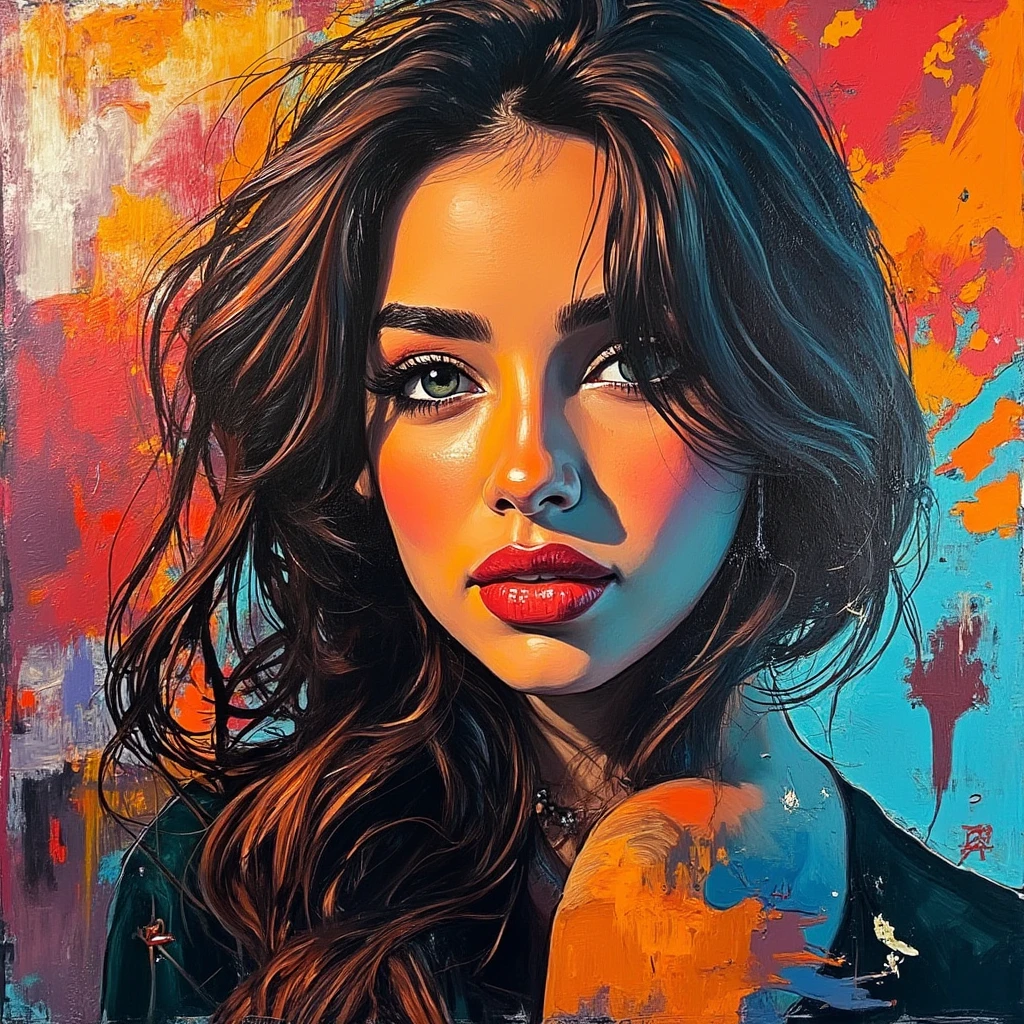 ((Speed Paint) +++ Female portrait, palette knife painting, impressionist style, brushwork technique, large stroke