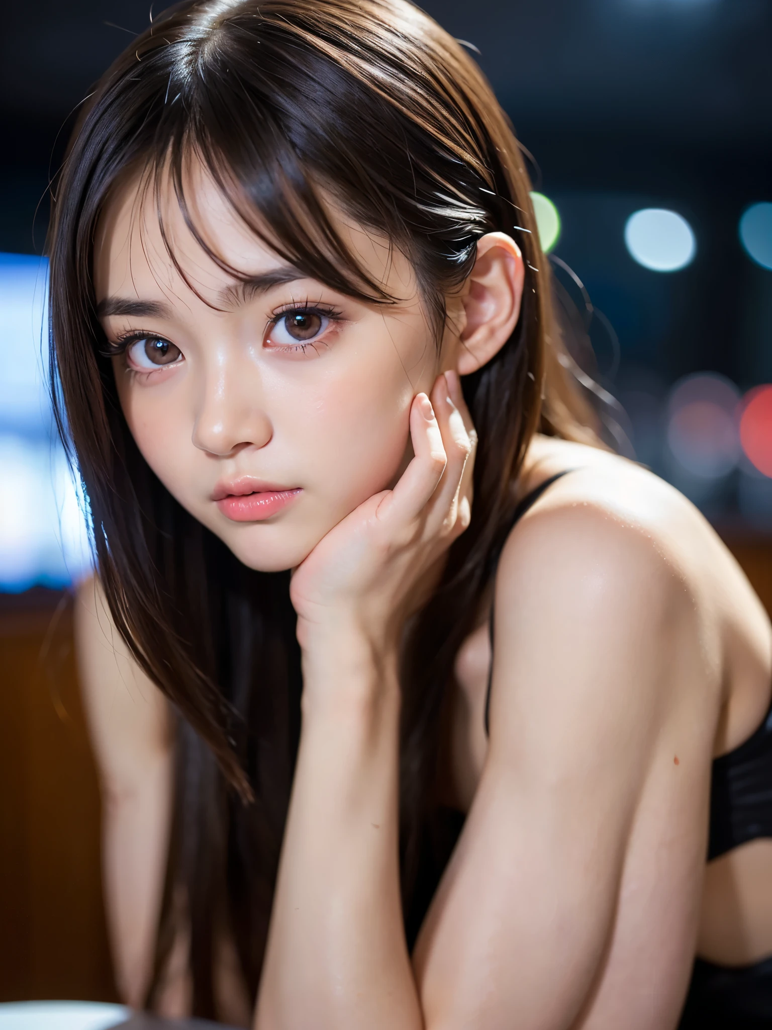 (masterpiece:1.5)、(Realistic:1.5)、(highest quality:1.4、8k、RAW Photos)、(underwear、White or pink、bikini、Crouch down、Full body description、M-shaped splits、Showing pussy、Showing nipples erect 1.6)
Ultra-high resolution、Professional Lighting、Perfect dynamic composition、Shot indoors、
Film Grain、chromatic aberration、(Bokeh:1.1)、
Frank、Sophisticated、charm、Surreal、Attention to detail、Golden Ratio、
(1 girl)、Slender girl、繊細でcharm女の子、Japanese Idols、Cute Woman:1.4、
Serious expression、Looking at the audience、Sculpture Pose、
Light brown hair、Shiny Hair、Hairstyle: Ponytail、
Realistic looking skin、
Shut your mouth.、Beautiful Eyes、double eyelid、Thin arms、、