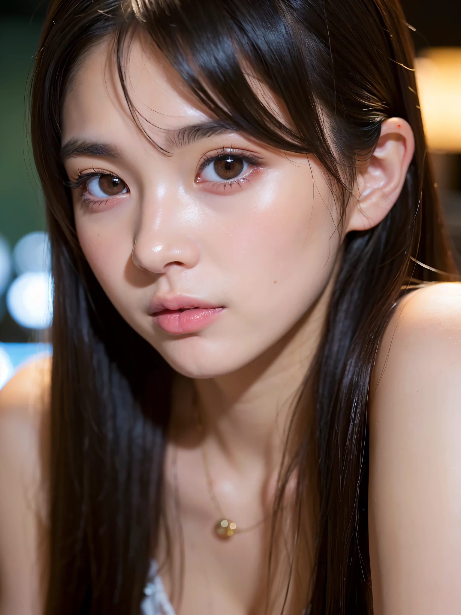 (Surreal), (illustration), (high resolution), (8ก), (very detailed), (最佳illustration), (beautiful, Exquisite and eye-catching quality), (Extremely detailed), (Masterpiece), ( Wallpaper), (detailed face), alone，(dynamic gesture&#39;lace silk pajamas、Transparency，Burgundy，My score is high.、close，The silver-haired young man bit his lip.，Sitting position，high heels， , Long legs, Strong abdominal muscles，(camel toe)，(number)，(I didn&#39;t bring it.) 
