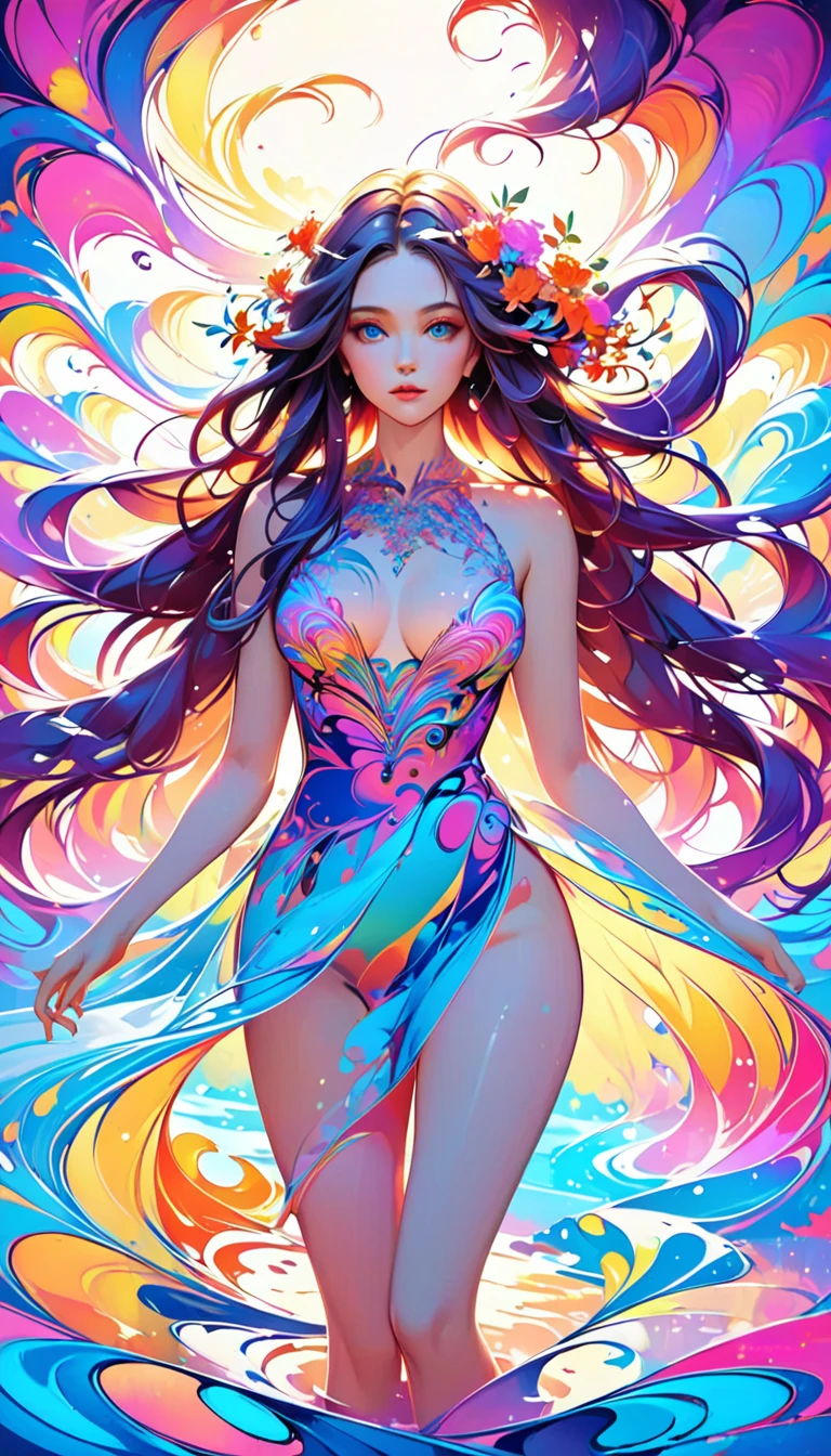  Painting of a woman with long and colorful hair,  beautiful digital illustrations ,  AMAZING DIGITAL ILLUSTRATION ,  Amazing Digital Art ,  beautiful artwork illustrations ,  beautiful digital art work,  beautiful digital art , Exquisite digital illustration,  intricate digital paint , very  beautiful digital art , Vivid Digital Paint , beautiful  Amazing Digital Art ,  psychedelic flowing hair,  colorful digital painting , Inspiring digital art,   stylized digital art  