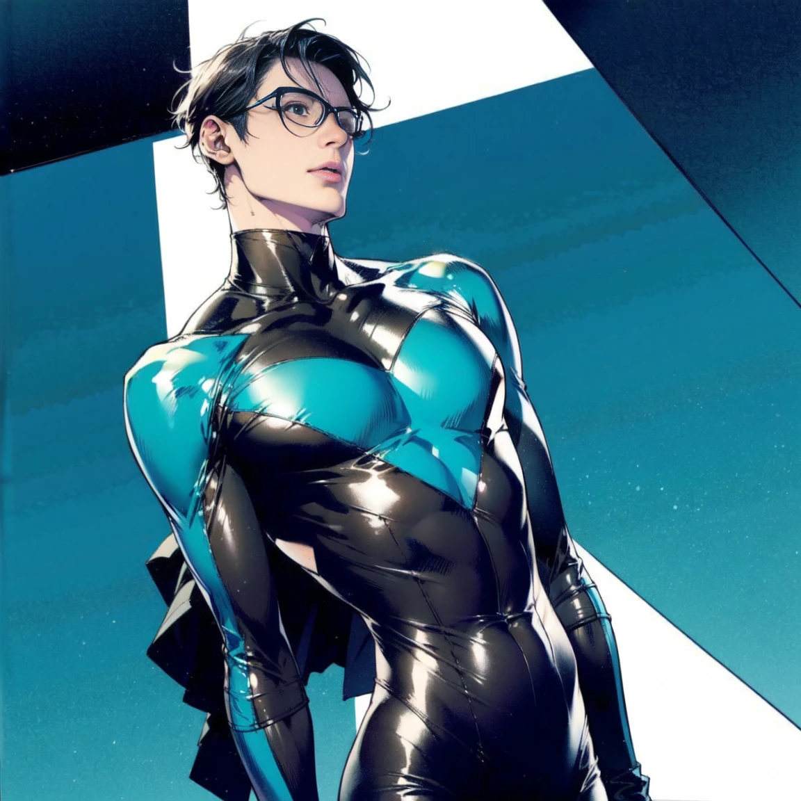  nightwingsuit, cute young man ,  sexy body,  tall , Shiny black hair, upright, 