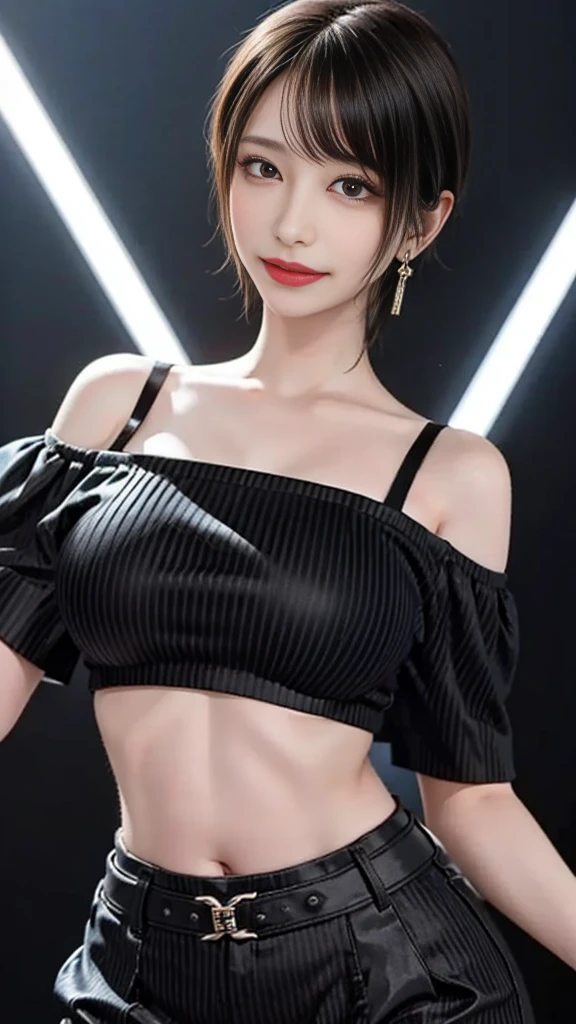 two women hugging, Put your hands on your crotch, (One woman has green eyes, White skin, Long black hair, ponytail, choker, Small breasts, lipstick, Compensate, eyeliner), (The other woman is blonde with brown eyes), Wearing a sexy neon outfit, In the pool, (Cyberpunk Theme), (masterpiece, highest quality, 8k, Sharp focus, Written boundary depth, Best Shadow, Perfect light, High resolution, Realistic skin texture, Ultra-detailed and detailed backgrounds),