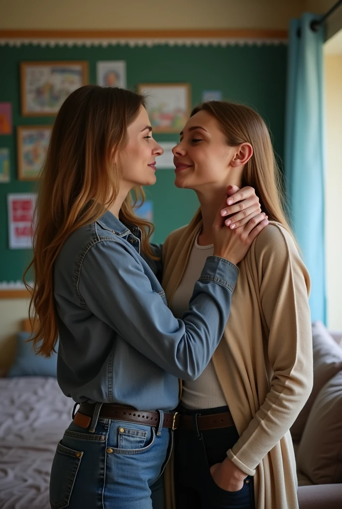 36 years old beautiful teacher banging a tall schoolgirl with her face to face