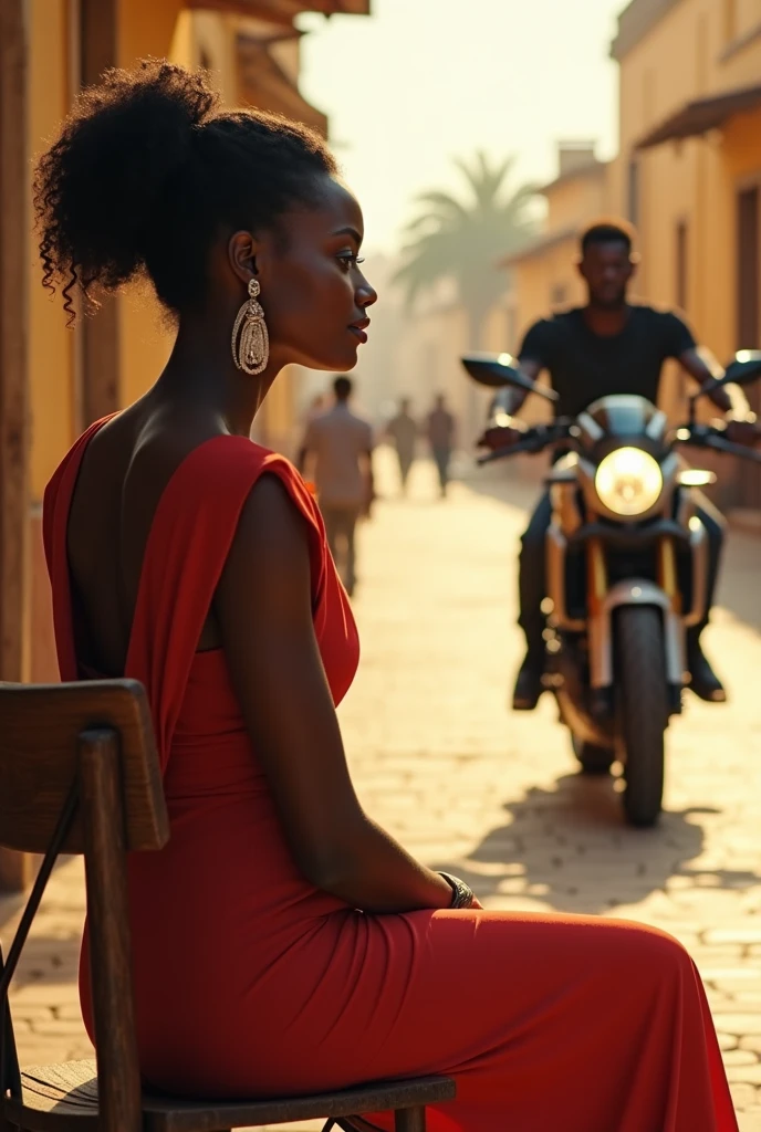 A beautiful young woman named Ayla walking through the streets of Luanda in Angola with very excited doggy sky