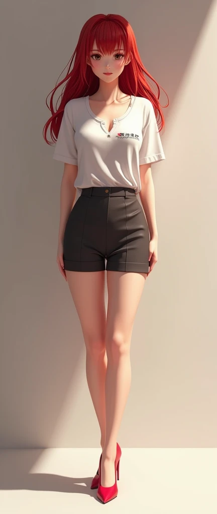 ((masterpiece)),(((Highest quality))),((Character design sheet)), Thin thighs,Long legs,18 year old Japanese girl, Cute type,The best smile:1.5，white long hoodie:1.5, Black panties in full view 1.5，Very short hair ,  (Highly detailed skin), The background is gray，Tuck up your clothes:1.5，Wearing a hood:1.5，
