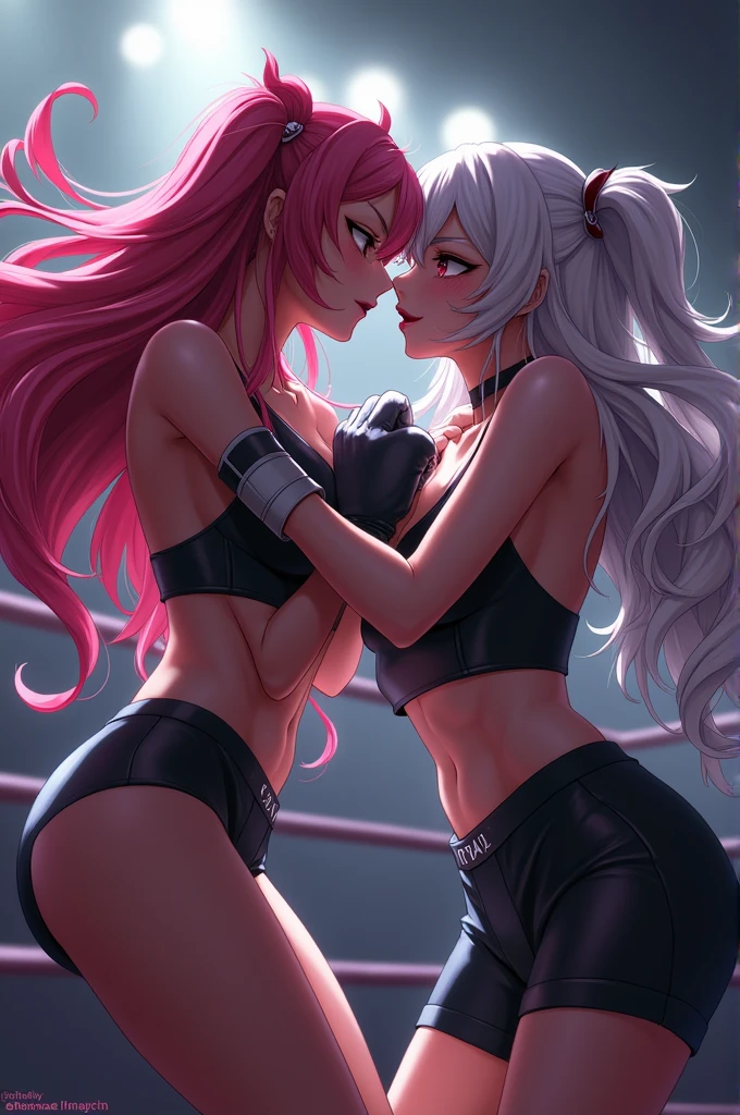 Honkai Impact 3, kiana kaslana, durandal_(honkai_impact_3), boxing, vs, sisters, kiss