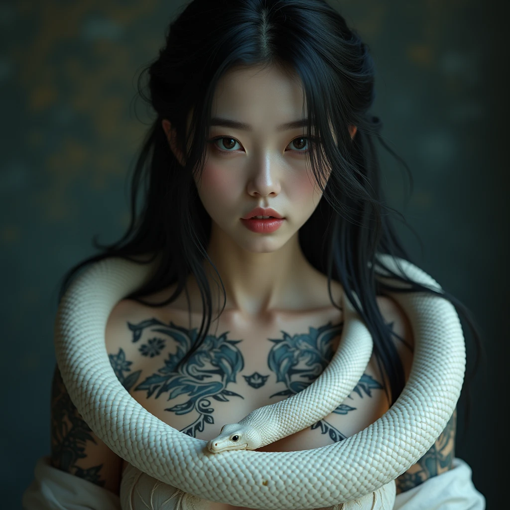 masterpiece, best quality, 1girl, <lora:kwFemale_Beta40-SDXL_v1:1>,
black, chinese, cobra and tortoise entangle, lake, mountain, cleavage, stomach tattoo, nipple piercing, waifu
