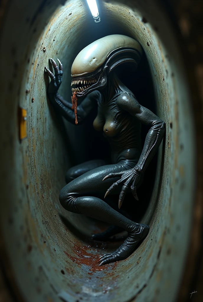 highest quality,4k,8K,High resolution,masterpiece:1.2,Super detailed,realistic:1.37,xenomorph,Strange homunculus,Distorted humanoid,Spooky creatures,Disturbing creation,Dark Fantasy Creatures,delicate skin,existence of another world,devilish features, Converted format,surrealistic composition,Strange and twisted body proportions,horror art style,Dark and moody color scheme,creepy lighting,exquisite craftsmanship,nightmarish atmosphere,An unforgettable existence,Inspiring Change,Distorted limbs and appendages,Unusually long limbs and appendages,mysterious aura,Creepy artwork,Spooky creatures,Unexpected、A perplexing appearance,exaggerated facial expression,Intense and piercing gaze,Unnatural color palette,Mysterious and,Ethereal dreamy atmosphere,Unconventional body type,Anxiety and an uneasy existence,An artistic exploration of the uncanny,A unique and unconventional interpretation,Unclassified and unclassifiable creatures,Incredible attention to detail,Clever use of shadows,A harmonious combination of beauty and horror,Psychologically unpleasant images, (((Deep woods)), ((front light)), (Flashlight), ((night)), dark night forest, wood,((very long udder:1.7)),((saggy breasts:1.7)),((spread pussy:1.7))