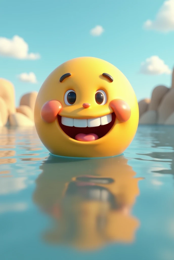 balao na agua com rosto feliz