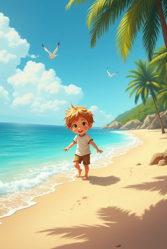 Five year old boy on the beach
