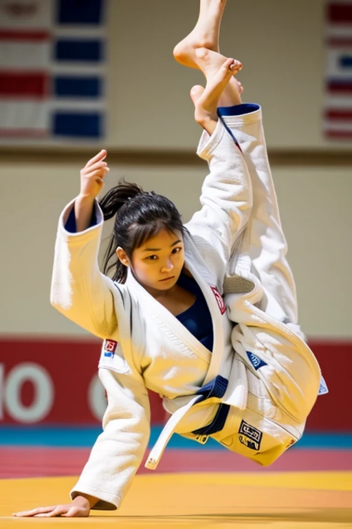 2 girls judo,illustration,grappling,throws,techniques,white uniforms,dojo,focused expressions,perfect timing,swift movements,agility,powerful strikes,competitive spirit,strength and balance,precision,flexibility,graceful stances,crowded arena,dynamic poses,sparring partners,quick reactions,training session,audience applause,best quality,ultra-detailed,realistic,professional, vivid colors,studio lighting