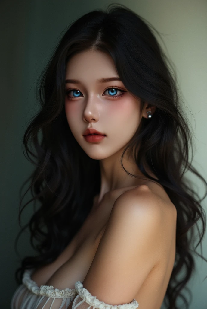 Jang Yeeun – Full lips, black hair, Pale skin, big breasts, slanted eyes.