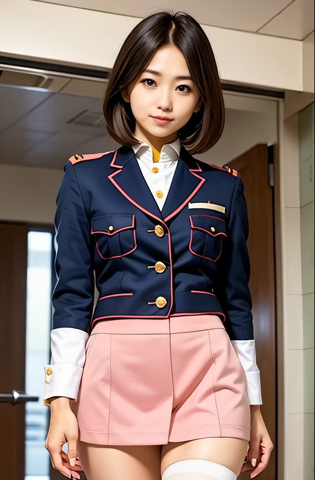  actual photo 、Highest imYear quality、 realistic 、 beautiful women、白い pantiesと  beautiful thighs、 beautiful faces、real imYear、 federal uniform miniskirt、 panties、 ponytail、Yuriko Yoshitaka、16Year日本人女性、Zuo々hope:1.4、 cute girl、ピンクの pantiesーが見える、1６Year、（白い pantiesー:1.3）、 Ultra Miniskirt 、  beautiful thighs、ピンクの pantiesー、赤いミニスカートがめくれてピンクの pantiesーが見えてる