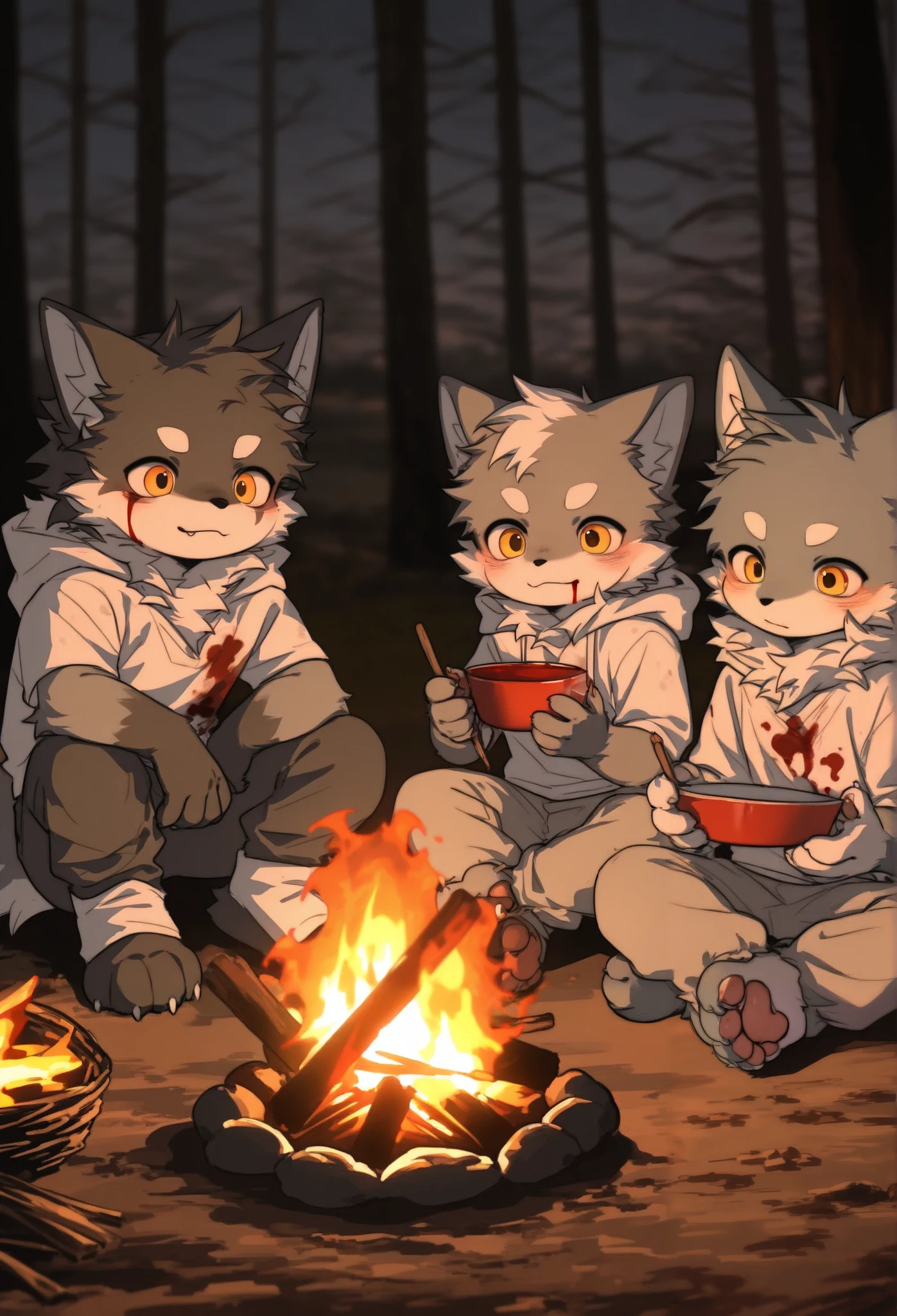 Wolf Boy，furry boy， ddlers，bonfire，Blood