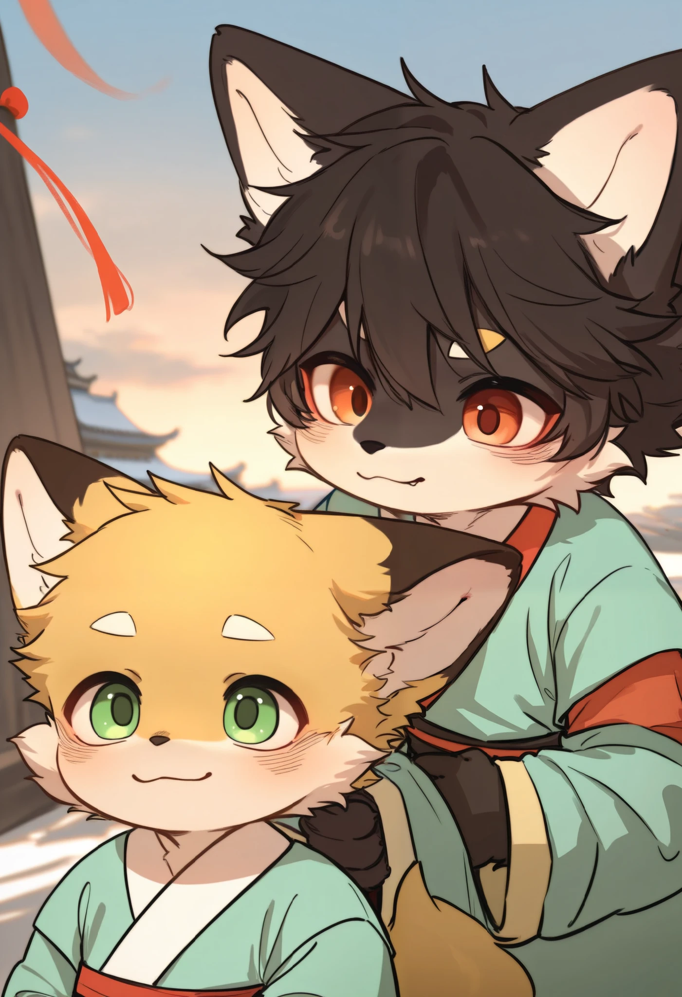  fox boy，furry boy， toddlers，Hanfu，CNY