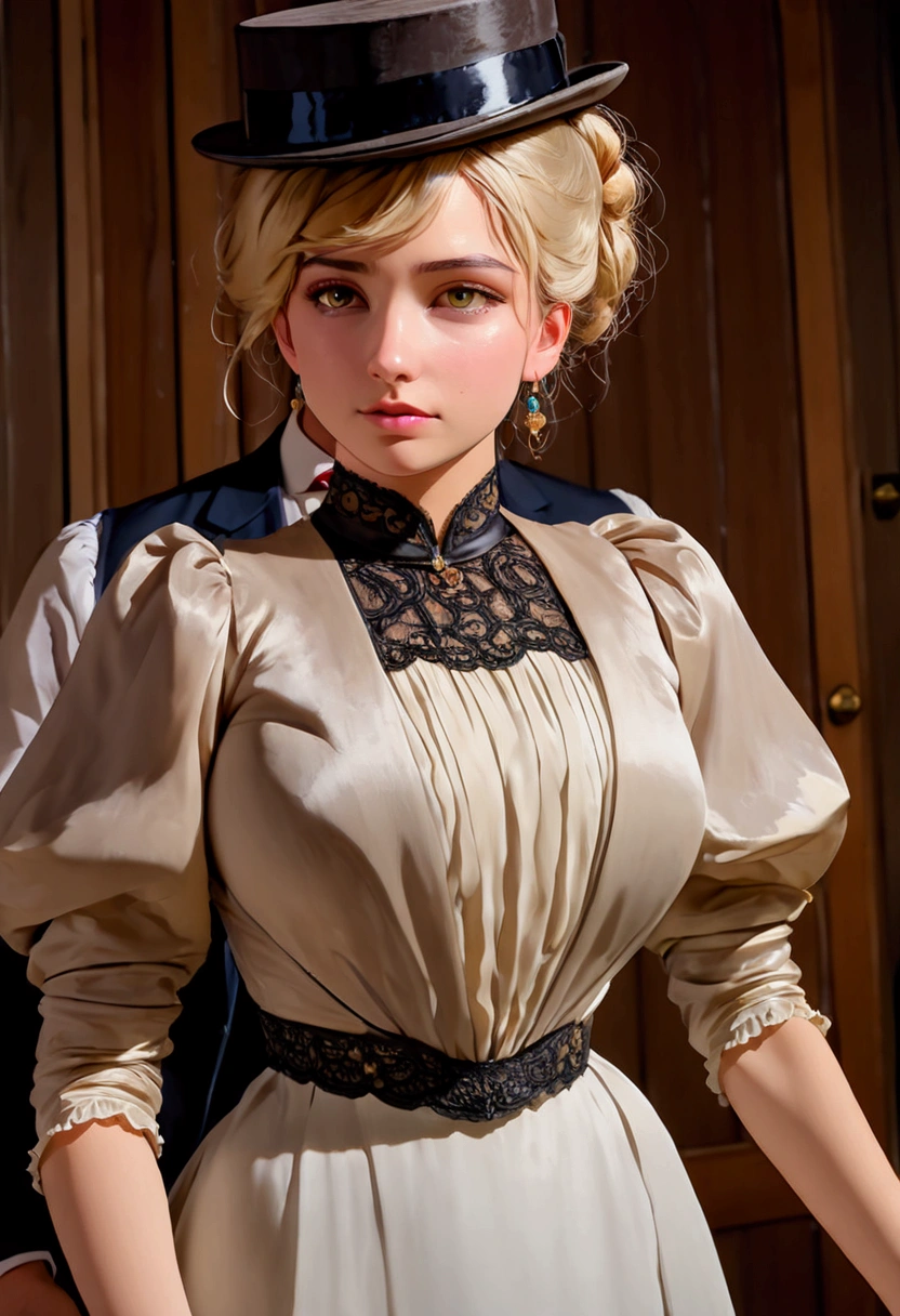 a voluptuous 14yo blonde gibson girl, (((seducing an unattractive horny 69yo man standing behind her))), 1900_dr3ss. Girl wearing an elegant Edwardian gown and hat. Man wearing a suit. Teen girl and Old Man. photorealistic, dramatic lighting, cinematic, intricate details, high quality, masterpiece, vivid colors, HDR, UHD, studio lighting, ultra-fine painting, sharp focus, extreme detail description, professional, portraits, warm color tones. Dry-hump, NSFW