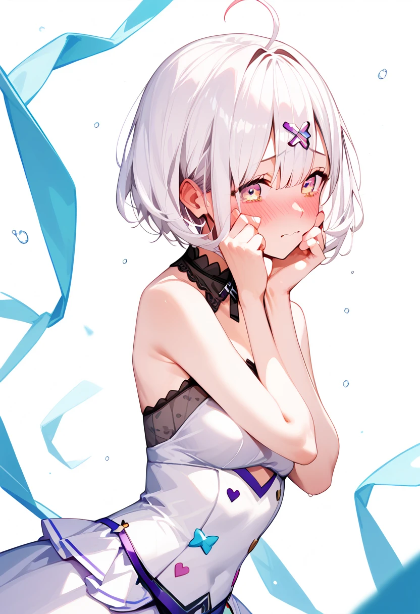 (((standing,wholebody,shy,white hair girl,sexy sexual hentai costume))), break, Sukoya Kana,\(nijisanji\),  (((shy,enjoy))) ,Extremely loving fun acts based on pure love ,happy,very satisfied