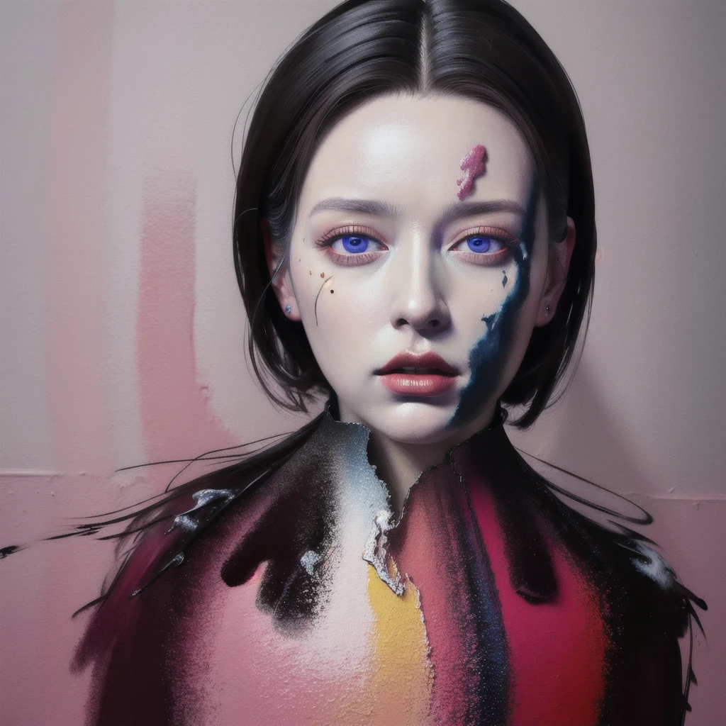 Android Beauty, Powerful paintings inspired by Francis Bacon, Ultra-realistic surrealism, Hyperrealism, fear, art, hyper real painting, Realistic illustration painting, カラフルなHyperrealism, Hyper-realistic digital art, Best quality.