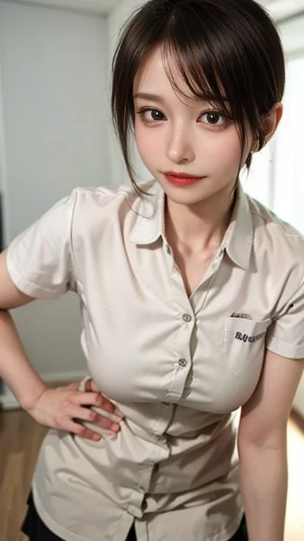 ((Best Quality)), ((傑Best Quality、masterpiece、High sensitivity、 high resolution、 Detailed Description 、 Delicate Face Depiction)), Slender woman、Glasses、 nurse in mini skirt、In hospital、instillation 、