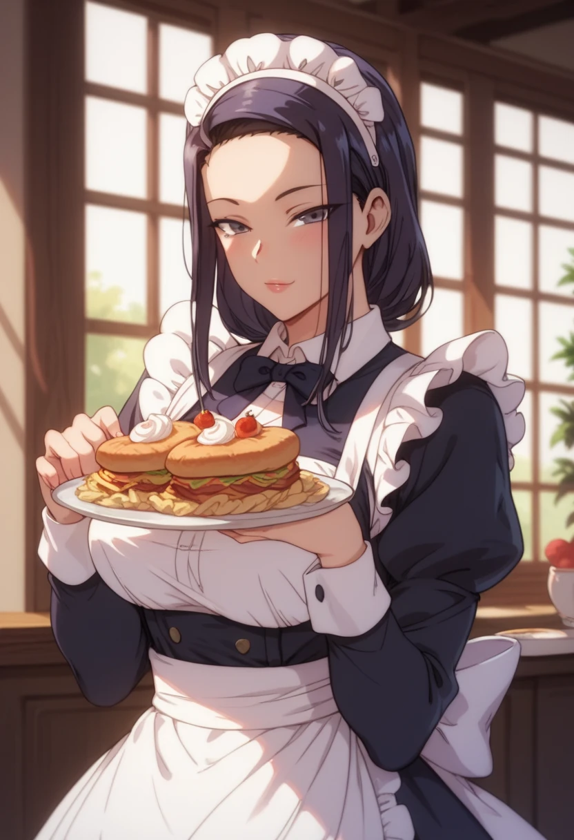 Tsubaki :  dressed as a maid, Food.