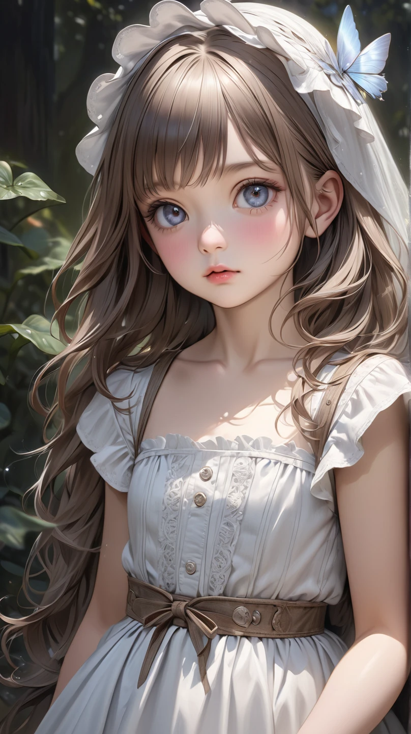 (Pieces fly),(highest quality:1.1),(Very detailed),Best illustrations,The finer details,(Portraits:1.1),(Watercolor)fluffy,1 girl,alone,13 years old,slim,(Very delicate and beautiful face),(Beautiful eyes in every detail),Pink thick lips,(Messy Hair),Soft and lazy,(Simple Background:1.2)Overall background color,Transparent parts,In 4K,Full Shot,Thin legs,