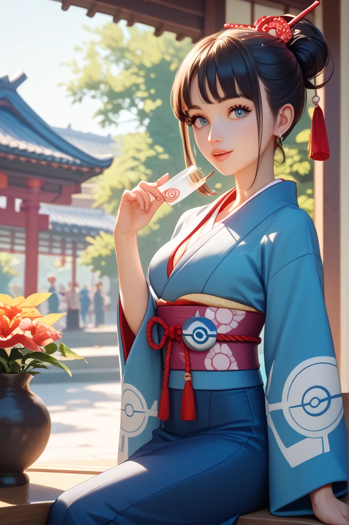  Pokémon、Erica、 kimono、 high res, masterpiece,  top quality ,  girl、 Shorthair