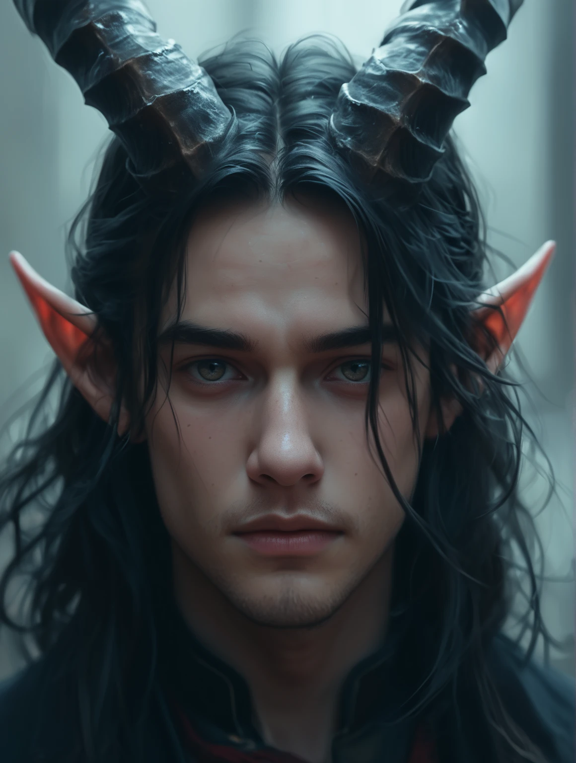 An incubus boy would typically have a slender, masculine physique, with a smooth and almost otherworldly appearance. They would have sharp, angular facial features, with piercing eyes and a sly, seductive smile. Their hair would often be dark and disheveled, falling in loose waves around their face. Incubus boys might also possess certain demonic or supernatural features, such as pointed ears, horns, or even a tail.