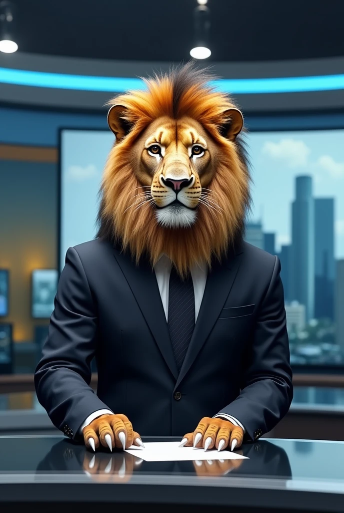 Create an image of a lion in a black suit with the Chelsea football club symbol on the chest in small size . The lion is holding a long golden staff sitting on a golden armchair overshadowed by blue. The lion has a Cuban cigar in his mouth .Blue background with Chelsea logo. 4k ultra realistic 