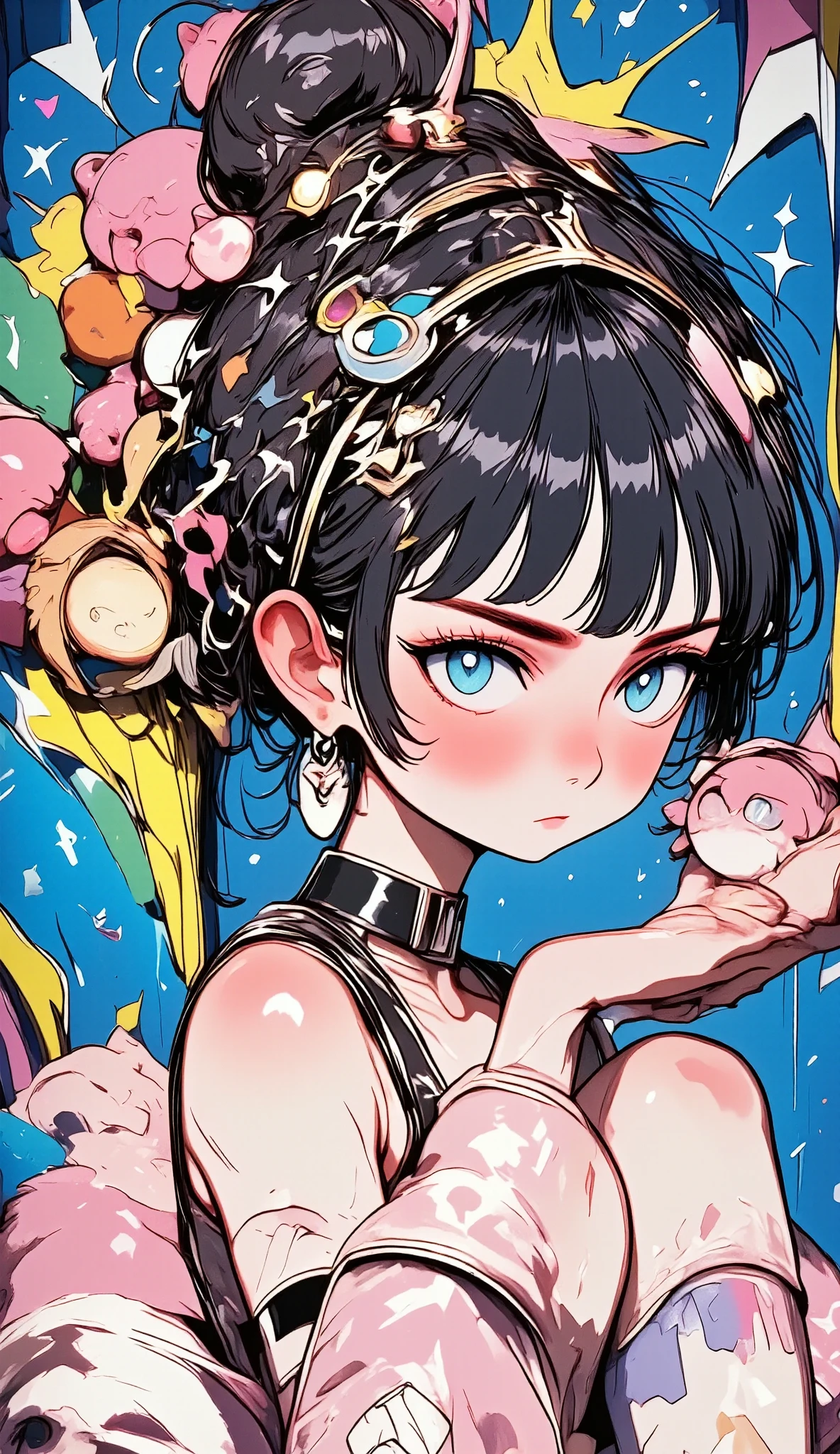 (( masterpiece:1.5)). This piece of art is sweet, dreamer, idyllic and ethereal, With soft violet watercolor tones and lots of ornate bubble accents with iridescent colors. underwear , Generate a delicate and demure fae by exploring a (Bubblegum World with a wide variety of pastel tones).(Floating under) ,Its sweet face is extremely detailed and realistic with elegant features., A perfect and slightly open and sensual mouth,with swollen and kissable lips, It seems that ((((un elegant Micarah Tewers )))). Its lips are a uniform pink tone. Includes fun and impressive features., Highly realistic eyes. His eyes are important and must be hyperrealistic, , and beautiful. In high definition and detail , includes many details such as stars , galaxies, burbujas de colores, colored petals , Dripping of bright paint, iridescence, and a lot of energy and emotion.(( Stars and colorful bubble gum bubbles are important ! Includes fantasy details.:1.6)), improved details, iridescence, colorful and bright wind, y polen. Pay special attention to your face and make sure it's beautifully detailed and realistic ....... camera: This art is dreamlike and ethereal and the camera should emphasize those features......... Create something that is surprisingly beautiful with fairy-like tones. Using dynamic composition techniques. 32k
