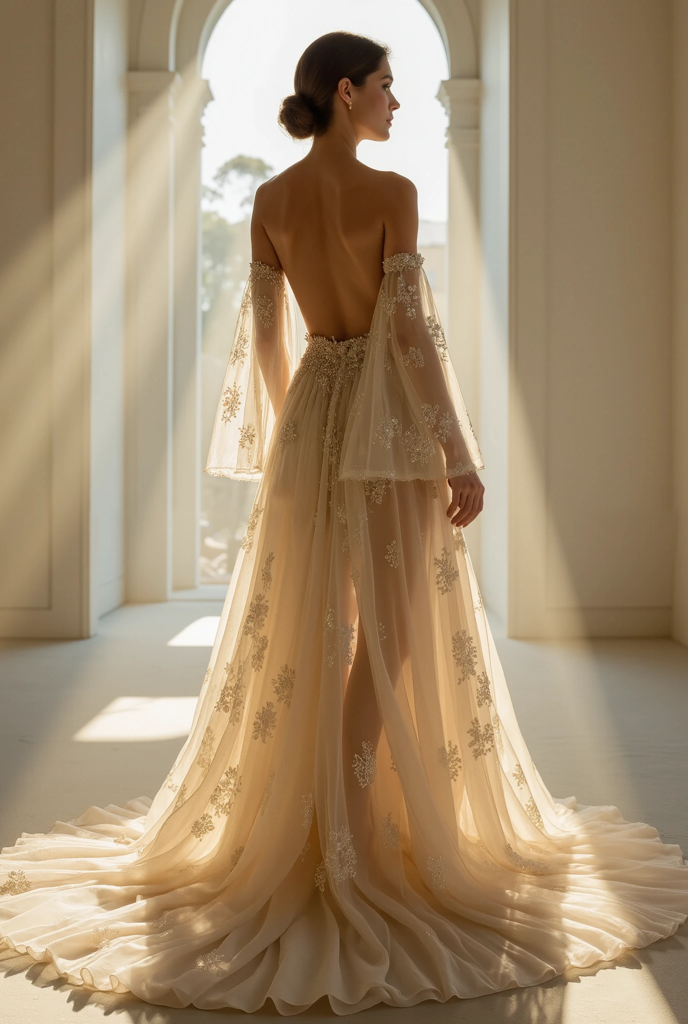 night gown (long dress), step by step SEE THROUGH dress studies, 8k Ultra HD detailed photograph 