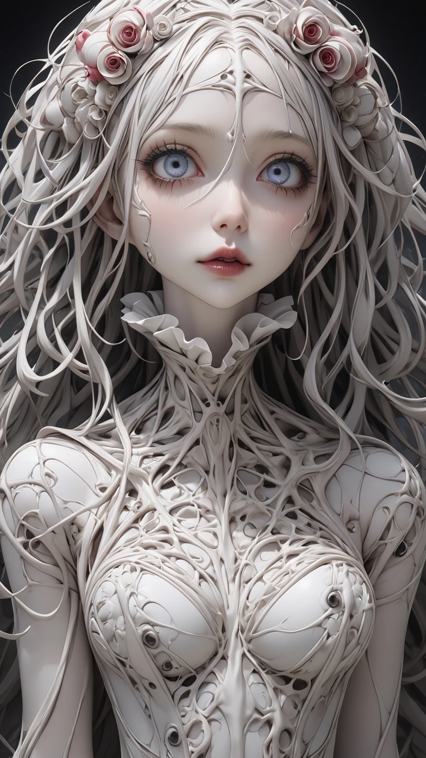 terrified expression,detailed eyes and face,twisted body,creepy atmosphere,dark lighting,horror,oil painting,vivid colors,portraits,(best quality,4k,highres,masterpiece:1.2)