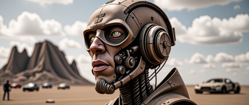 Post-apocalyptic robot detail maximizer portrait,  perfect style,