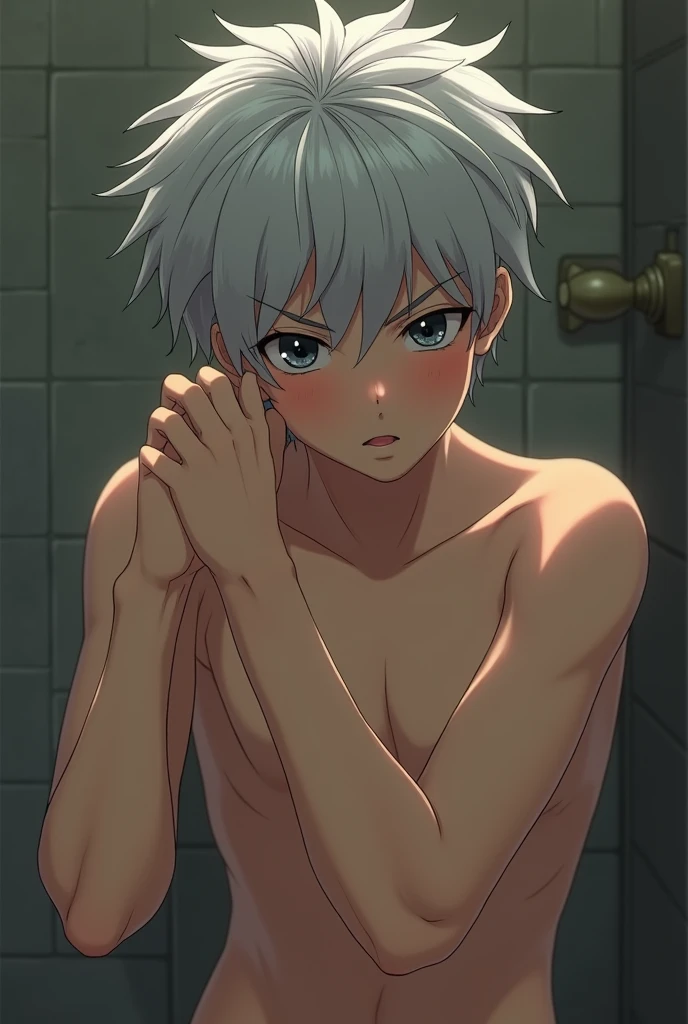 High resolution,high resolution,Girl,(Brown skin,Dark Skin,Braiding,White Hair,Short Hair,)Blue Eyes,Pure,,boyish,slender,Dancer,Mansion,Stall,On all fours,naked,Crying face,Young,,Flat Chest,Wet with sweat,