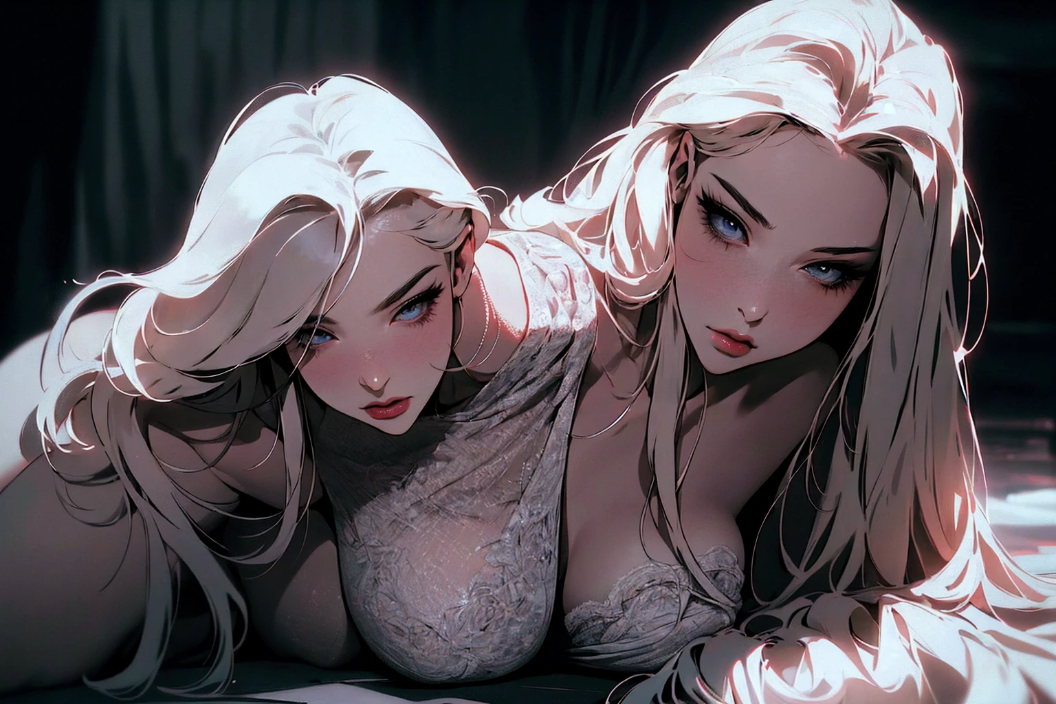 Full body, fetal position, sleeping on bed in the bedroom, high heels, ((Stunning Artwork)), dnd style female slaves
