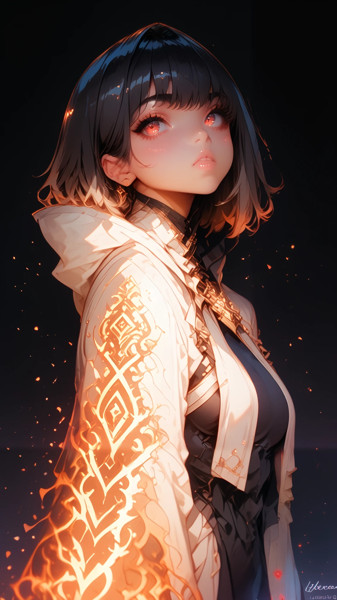Anime girl, sexy figure, nice body curves, large breasts, wearing a knight armour, long black hairs, red eyes, showing off her figure, giving sexy poses, lying down, stretching, simple dark background.